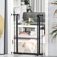 PawHut Extra Tall Dog Gate with Door, Pressure Fit, Auto Close, Double Locking for Doorways Hallways Stairs, 29"-32", Black(m-8)