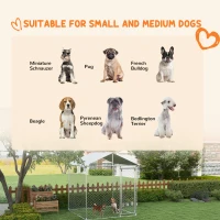 PawHut 6.6' x 6.6' x 7.8' Outdoor Dog Kennel Heavy Duty Galvanized Steel Chain Link with UV-resistant Roof, Silver(m-4)