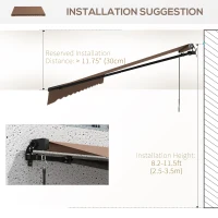 Outsunny 12' x 10' Retractable Awning, 280gsm UV Resistant Sunshade Shelter for Deck, Balcony, Yard, Coffee(m-7)