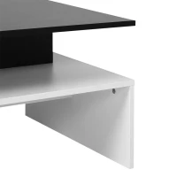 HOMCOM Modern Coffee Table,  2-tier Rectangular Center Table with Storage Shelves for Living Room, Black/White(m-9)