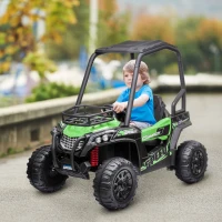 Aosom 12V Kids UTV with Music, Lights, MP3/USB, Suspension System, Remote Control, Green(m-2)