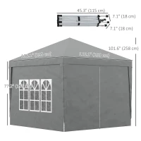 Outsunny 10'x10' Outdoor Pop Up Party Tent Wedding Gazebo Canopy with Carrying Bag (Light Grey)(m-3)