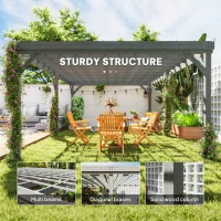 Outsunny 12' x 20' Outdoor Wooden Pergola, Grape Vine Gazebo with Concrete Anchors for Garden, Patio, Backyard, Deck, Gray(m-4)