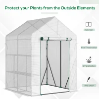 Outsunny 56" x 56" Walk-in Greenhouse Outdoor, Portable Gardening Plant Hot House with 2-Tier Shelf, Green(m-4)