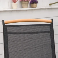 Outsunny 5 Piece Outdoor Furniture Patio Dining Set For 4, Square Outdoor Dining Table, Adjustable Reclining Folding Chairs, Black(m-9)