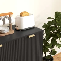 HOMCOM Modern Kitchen Storage Cabinet, Sideboard Buffet Cabinet with Adjustable Shelves and Metal Legs for Kitchen, Black(m-10)