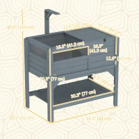 PawHut Wooden Tortoise House Habitat with Shelf, Light Support Frame, Tray for Indoor Use, 33" L x 20" W x 41" H(m-3)