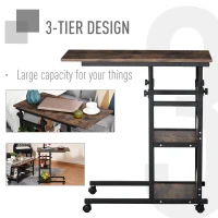 HOMCOM Mobile Standing Desk, Adjustable Height 31.5 inch Stand Up Desk with Wheels for Home Office, Rustic Brown(m-5)