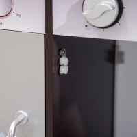 Qaba Wooden Play Kitchen with Lights Sounds, Kids Kitchen Playset with Washing Machine, Water Dispenser, Microwave, Range Hood, Refrigerator, Utensils, Gift for 3-6 Years Old(m-10)