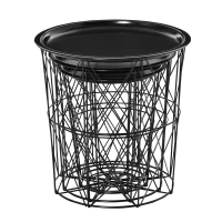 HOMCOM Set of 3 Nesting Coffee Tables with Storage, Round End Table with Removable Tray, Basket Side Tables with Metal Frame for Living Room, Black(m-11)