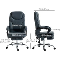 Vinsetto 6 Point Vibration Massage Office Chair, PU Leather Heated Reclining Computer Chair with Footrest, Grey(m-3)