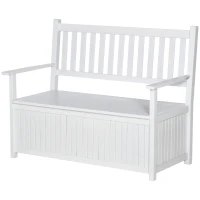 Outsunny 2-Seater Storage Garden Bench, Outdoor Patio Seating Furniture, Deck Box with Inner for Patio, Porch or Balcony, White(m-11)