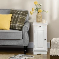 HOMCOM Flip Top End Side Table with Storage Drawer and Cabinet, 11.5" x 24" x 24.25", White(m-10)