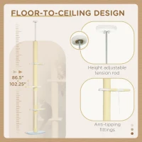 PawHut 4-Tier Floor to Ceiling Cat Tree Height Adjustable 87 -103 Inch(m-5)