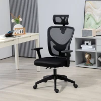 Vinsetto Ergonomic Office Chair, Mesh Desk Chair with Adjustable Headrest, Reclining Backrest, Swivel Wheels, Black(m-10)