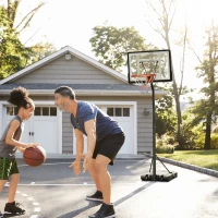Soozier Portable Basketball Hoop Stand with Wheels, Height Adjustable 8FT-10FT for Outdoor Use, Black(m-1)