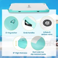Outsunny 8' x 6' Water Floating Dock, Rafting Inflatable Island with Air Pump and Backpack for Pool, Beach, Ocean, Blue & Green(m-4)