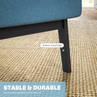 HOMCOM Mid-Century Modern Accent Chair Retro Fabric Armchair Wooden Arm Upholstered Lounge Chair for Living Room Blue(m-5)