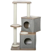 PawHut 44" H Feline Cat Tower Tree House with Sisal Scratching Posts, Soft Relaxing Cushions, & Many Perches/Condos(m-11)