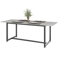 HOMCOM 63"-79" Collapsible Dining Table for 4-6, Foldable Kitchen Table with Steel Frame for Dining Room, Grey Wood Grain(m-2)