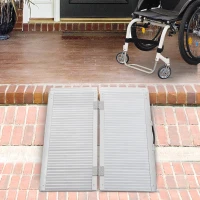 HOMCOM 3ft Textured Aluminum Folding Wheelchair Ramp, Portable Threshold Ramp, for Scooter Steps Home Stairs Doorways(m-1)