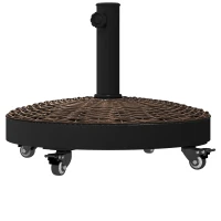 Outsunny 20.5" Round Parasol Base Resin Patio Umbrella Base Garden Parasol Holder Outdoor Offset Weight Stand with Wheels Bronze(m-11)