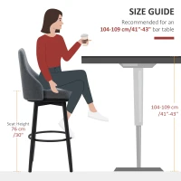 HOMCOM Extra Tall Bar Stools Set of 2, Modern 360° Swivel Barstools, Dining Room Chairs with Steel Legs Footrest, Charcoal Grey(m-8)