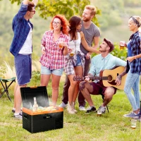 Outsunny 32 Quart Car Fridge, Portable Freezer, Electric Cooler Box with 12/24V DC and 100-240V AC for Camping, Driving, Picnic(m-8)