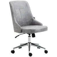 Vinsetto Armless Task Chair, Mid-back Desk Chair, Microfiber Home Office Chair with Adjustable Height, Tilt, Swivel Function, Vanity Chair with Wheels, Light Grey(m-1)