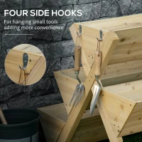 Outsunny Raised Garden Bed Wood, Freestanding Planter Stand with 5 Planting Boxes and 4 Hooks, Good for Herbs, Flowers, or Vegetables in Patio Balcony Indoor Outdoor(m-5)