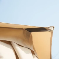 Outsunny 13ft Hexagon Gazebo Outdoor Canopy Shelter with Netting and Shaded Curtains Beige(m-10)