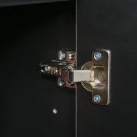 HOMCOM High Gloss Buffet Sideboard with 2 Drawers, 2 Doors and Adjustable Shelf, Kitchen Storage Cabinet with Push Open Design, Black(m-10)