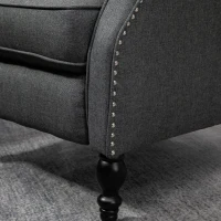 HOMCOM Wingback Reclining Chair with Footrest, Button Tufted Recliner Chair with Rolled Armrests for Living Room, Dark Grey(m-10)