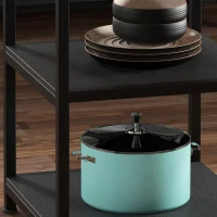 HOMCOM Round Kitchen Table for 4-6 People, 39.4 Inch Industrial Dining Table with Storage Shelves, Rustic Brown(m-10)