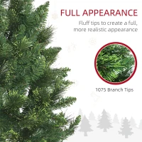 HOMCOM 7.5' Artificial Pencil Christmas Trees, with Auto Open, Steel Base, Pine Needles, for Home Xmas Decoration(m-5)