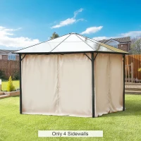 Outsunny 10' x 10' Universal Gazebo Sidewall Set with 4 Panels, Hooks/C-Rings Included for Pergolas & Cabanas, Beige(m-8)