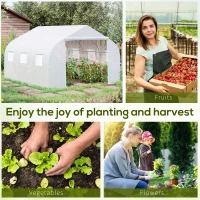 Outsunny 11.5' x 10' x 6.5' Outdoor Walk-in Greenhouse, Tunnel Green House with Roll-up Windows, Zippered Door, PE Cover, Heavy Duty Steel Frame, White(m-7)
