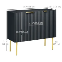 HOMCOM Modern Storage Cabinet Sideboard Buffet Cabinet with Gold Legs for Living Room Dining Room Hallway Black(m-3)