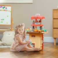 Qaba 3 in 1 Foldable Play Kitchen Set, Pretend Play Toys for Toddlers 3-6 Years Old, Multicolor(m-2)