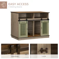 PawHut Dog Crate Furniture for Large Small Dogs, Double Dog Kennel, Oak(m-6)