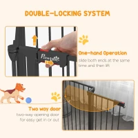 PawHut Dog Playpen DIY Adjustable, Puppy Play Pen Dog Fences Indoor with Automatically Close Lock, Pet Door for Doorway Stair, Fireplace Christmas Tree Barrier, 6-Panel, 35''H(m-6)