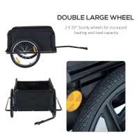 Aosom Folding Bicycle Cargo Trailer Cart Carrier Garden Use w/ Quick Release, Cover, Black/Red(m-6)