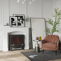 HOMCOM Modern Fireplace Mantel, Surround Mantels for Fireplace with Decorative Pattern Interior Width 29" White(m-2)