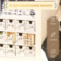 HOMCOM Wooden Christmas Advent Calendar Book, Table Holiday Decoration with 24 Countdown Drawers, for Kids and Adults, White(m-4)