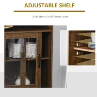 HOMCOM Kitchen Cabinet Storage Sideboard Server Console Buffet Table with Framed Glass Doors  Brown(m-6)