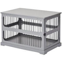 PawHut Dog Crate Furniture Decorative Cage Kennel with Strong Construction Materials & a Classic Americana Style, Grey(m-11)