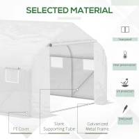 Outsunny 11.5' x 10' x 6.5' Outdoor Walk-in Greenhouse, Tunnel Green House with Roll-up Windows, Zippered Door, PE Cover, Heavy Duty Steel Frame, White(m-4)