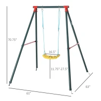Outsunny Metal Swing Set with U-Shaped Swing, Seat, Kids Swing Set for Backyard, Outdoor, Playground, Multicoloured(m-3)