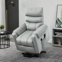 HOMCOM Power Lift Chair, Velvet Touch Upholstered Recliner Chair for Elderly with Vibration Massage, Remote Control, Side Pockets, Grey(m-2)