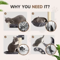 PawHut Cat Wall Shelf with Scratching Post, Play Balls, Platforms, Dark Grey(m-6)